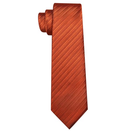 Image of Barry.Wang Solid Striped Tie for Men Silk Necktie Pocket Square Cufflinks Formal Wedding Party Business