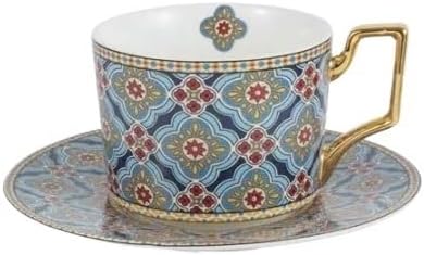 Ceramic Coffee Cup Saucer Spoon Set,Coffee Cups,Tea Cups,Coffee Cup* Tea Cup And Saucer Set,Set Coffee Cup And Saucer Moroccan Style Of Columbia With Ceramic Tea Afternoon Cup Of 250ml(Type A)
