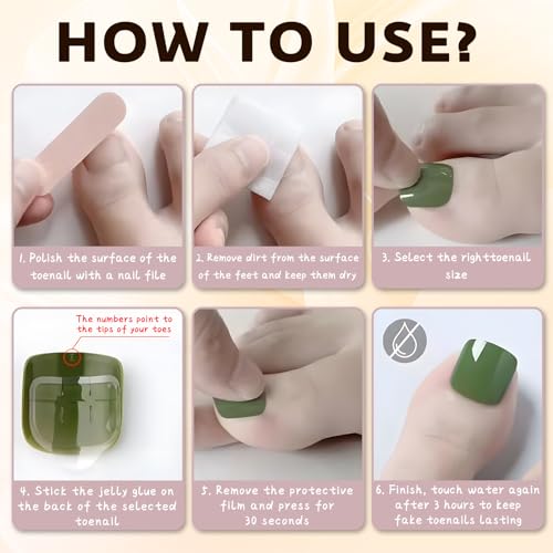 Bellelfin Short Press on Toenails, 240Pcs White Fake Toes Nails Kit Full Cover Glossy False Toenail Press ons Solid Color Acrylic Glue on Toenails for Women Girls - Thumbnail 7