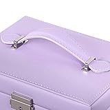 BEWISHOME Girls Jewelry Box Jewelry Organizer with Lock Mirror Jewelry Display Storage Case Holder Portable Travel Case for Women Girls Kids Purple SSH77P