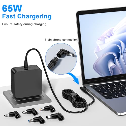 Image of 65W 45W Laptop Charger Compatible with ASUS Vivobook 14 15 17 Charger | Compatible with Flip 14 15 S13 S14 S15 Go 12 14 15 Fast Power Adapter Replacement with 5 Round Connectors