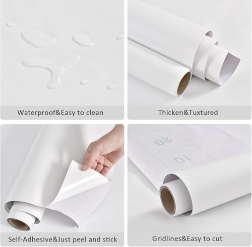 Image of WISDOM White Matte Wallpaper Self Adhesive Peel and Stick Contact Paper Waterproof Vinyl Wallpaper for Kitchen Cabinets, Furniture & Home Decor (12 x 48, White Matte Wallpaper)