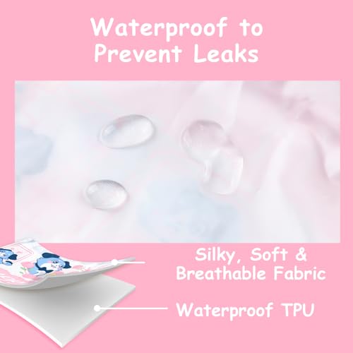 Image of LittleForBig Silky Washable Reusable Waterproof Ruffled Lace Bow Puppy Love Little Blue Pattern Ruffle Adult Diaper Cover L