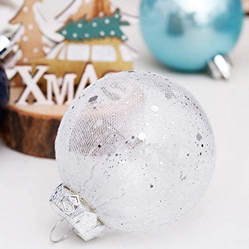 LessMo 30Pcs Blue Silver Christmas Balls Ornaments for Christmas Tree, 6cm/2.37" Shatterproof Plastic Hanging Decorations Balls Baubles Set for Holiday Wedding Party Decor