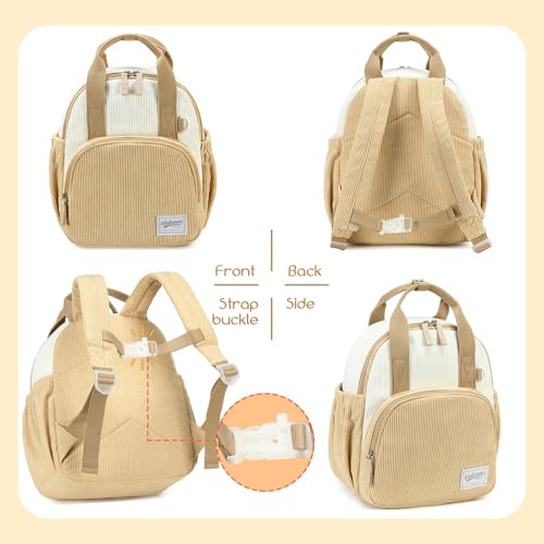 Image of Bluboon Toddler Backpack for Girls Boys 2-4 Cute 12 inch Preschool Kindergarten Backpacks Kids Daycare Bags School Travel (Brown-White, Age 2-4 (12 inch H not Fit A4 Folder))