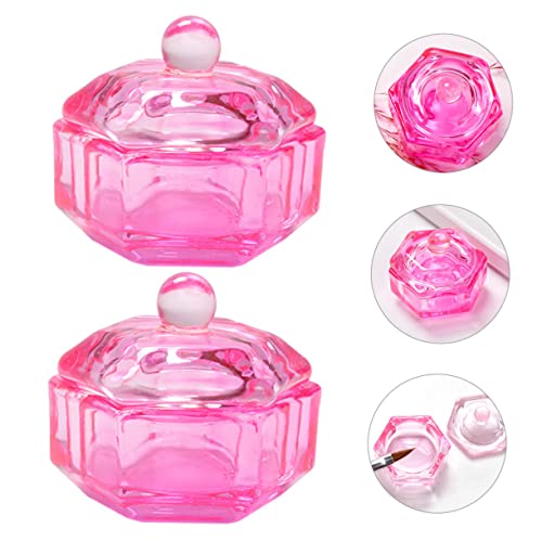 2 piezas plato de cristal para monómero uñas acrílicas miniatura 4
