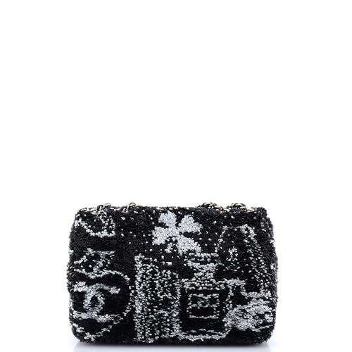Pre-Loved Lucky Symbols CC Flap Bag Sequins Mini, Black3