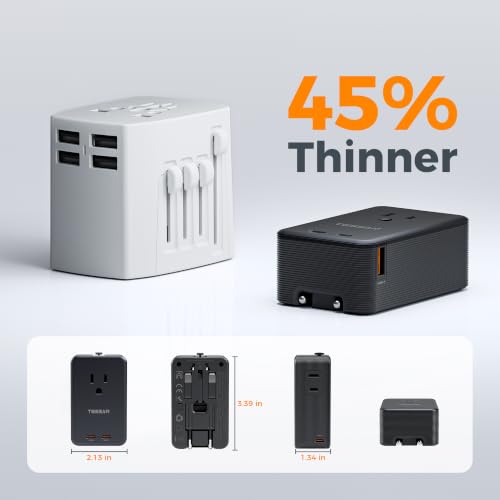 Image of TESSAN Universal Travel Adapter 70W, Ultra Thin International Power Adapter | 3 USB C 1 USB A, Worldwide Plug Adaptor for USA to Europe UK Italy Ireland Australian France Iceland Germany, Type C G A I