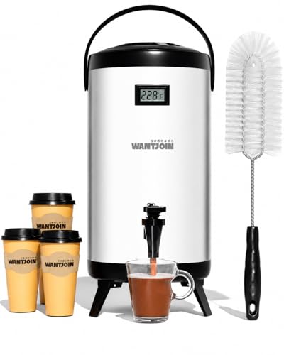WantJoin Insulated Beverage Dispenser-75 Cup Hot&Cold water Urn for Catering-Stainless Steel Premium 12 L/3.2 Gallon Hot Drink Dispenser with Spigot for Coffee & Hot tea,Cold Milk,Water,Juice(Silver)