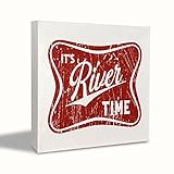 KEUSPI River House Wooden Sign,It's River Time Wood Signs,Rustic River Sign Desk Decor for River House,Summer Gifts for River Lovers,Summer Home Wall Tabletop Shelf Decorations