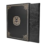 Game Master Screen - 30in Portrait DM Screen Compatible with Dungeons and Dragons and Other TTRPG - Faux Dragon Skin with Clear Dry Erase 8.5 x 11 Pockets - Slipcase Stores with DND Books - Black