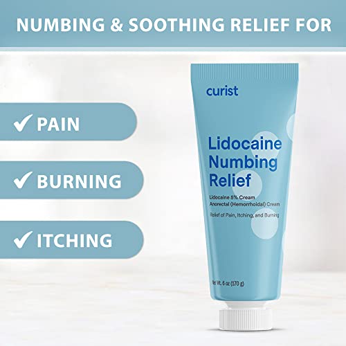 Image of Curist 5% Lidocaine Numbing Cream - 6 oz (170 g) XL Tube - Soothing Numbing Cream for Temporary Discomfort, Itching, and Burning from Hemorrhoids Lidocaine 5% (1 Pack - 6 oz Tube)