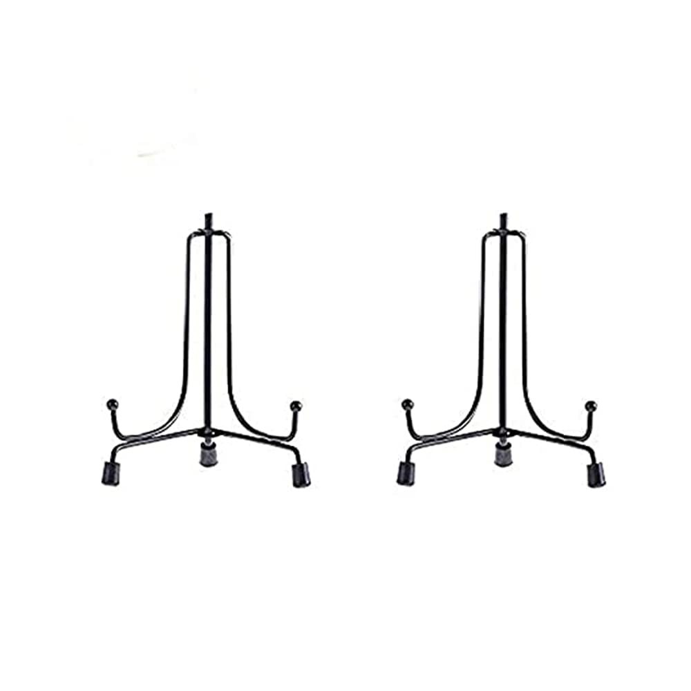 Hchlqlz Black Plate Stands For Display - 8 Inch Iron Easel Holders - Ideal For Decorative Plates, Picture Frames, Books, Plaques And Table Art - Adjustable And Foldable - 2 Pack