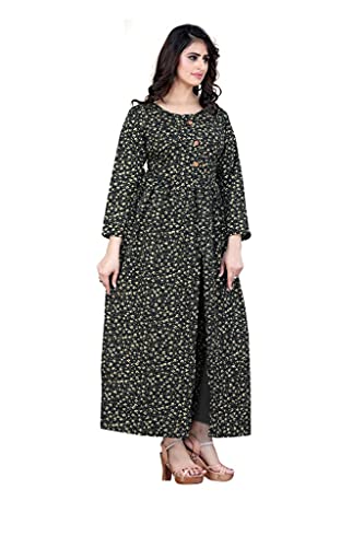 Image of H.E HAMZA ENTERPRISER Printed Crepe Material Brown Western Dress For Women