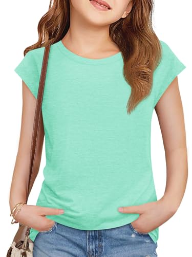 Image of Imily Bela Girls Short Sleeve T Shirts Crew Neck Cap Sleeve Tank Tops Casual Loose Summer Shirt Kids 5-14 Years