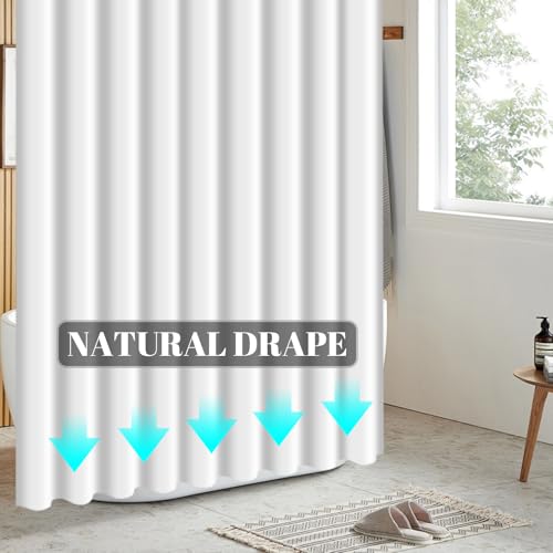 Rideau de douche 80x200cm blanc en polyester imperméable pour baignoire chic - 6