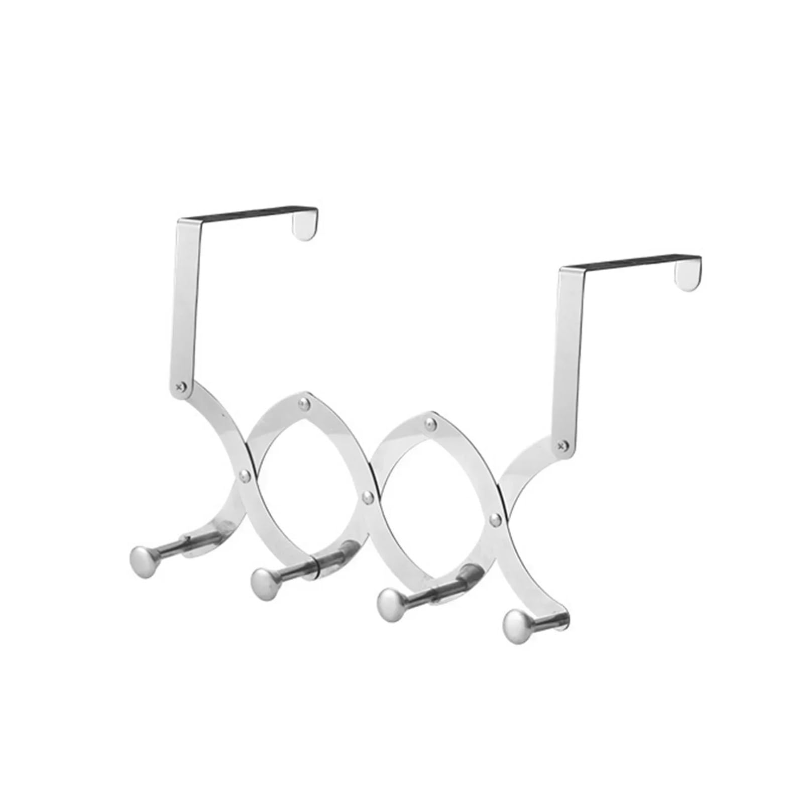 FDBTYJN Over Door Hook Retractable Hook Behind the Door,Stainless Steel Rack with 4/5/ 6 Hooks(4 Hooks,Small Hook)
