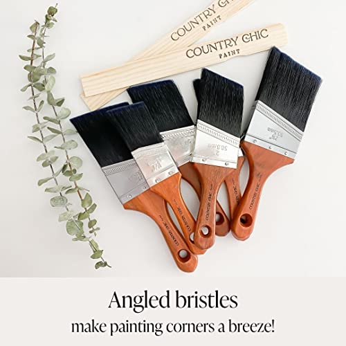Chalk Style Paint Brush - Short-Handle Brush With Synthetic Angled Bristles For Smooth Furniture Paint Application With Minimal Brush Strokes, No Shedding, Vegan - Best For Water-Based Paint - 2" #TOP5