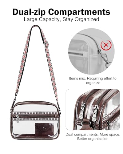 Image of FADEON Clear Bag for Stadium Events, Clear Crossbody Bag, Transparent Purse | Double-Zipper Clear Crossbody Meets 12 inchx12 inchx6 inch Stadium, Reinforced Straps, Waterproof for Concerts, Sports & Festivals