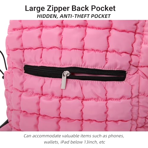 Carfond Quilted Puffer Backpack for Women Lightweight Soft Puffy Drawstring Backpacks Rucksacks Bags for Casual Daypack Travel Hiking Gym, Pink by Carfond - Used condition - Image 4