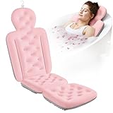 Full Body Bath Pillow for Bathtub, Thick Bathtub Cushion with Laundry Bag, Luxury Tub Pillow for Bath for Headrest Neck and Back Support Pink 51
