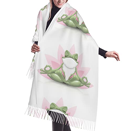 Écharpe cachemire femme grenouille yoga douceur haut de gamme