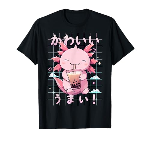 Kawaii Axolotl Boba Retro Japanese Aesthetic Cute Anime T-Shirt