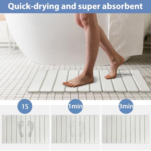 Foldable Stone Bath Mat Quick Drying Diatomaceous Earth Rubber Backing by ZumenDa - Used condition - Image 3