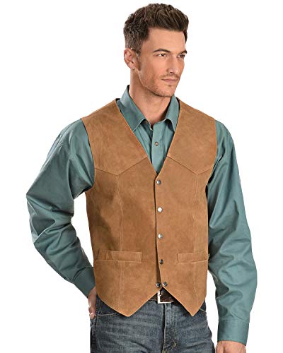Scully Saddle Tan Soft Touch Lambskin Western All Leather Vest 507