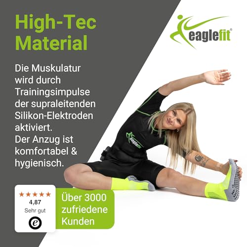 eaglefit - PRO EMS Anzug Komplettsystem kabellos mit 24 Elektroden - Training für Zuhause - Muskeltrainer, Bauchmuskeltrainer, Ganzkörper Muskelaufbau & gezielte Muskelstimulation für Damen & Herren
