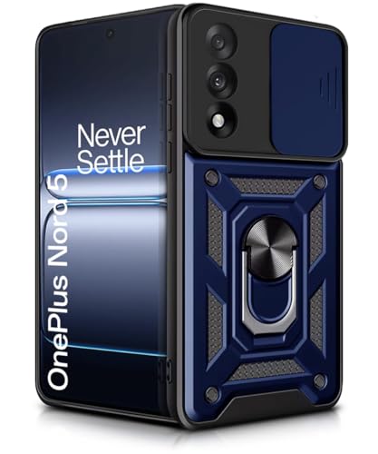 Image of WOW IMAGINE Tough Armor Bumper Mobile Back Case for 1+ OnePlus Nord 5 | Sliding Camera Shield Cover | Shock Proof 360 Protection | Hybrid PC + TPU | Ring Holder with Kickstand - Blue