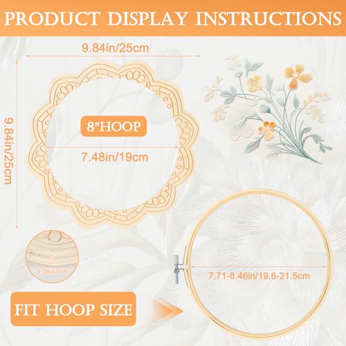 Image of 4 Sets Wood Embroidery Hoop Frame 8 Inch Embroidery Display Frame Large Round Wooden Embroidery Frame for Finished Cross Stitch Hoop Frame DIY Decor Sewing Ornaments