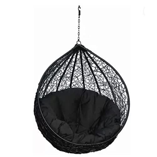 Image of Hammock Swing Chair Without Stand Hanging Swings for Indoor, Outdoor, Home, Patio, Yard, Balcony, Garden (Black Swing /Black Cushion)