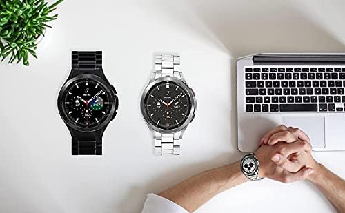 SPGUARD Strap Compatible with Samsung Galaxy Watch 4 46mm Strap,Solid Stainless Steel Metal Replacement Band for Samsung Galaxy Watch 5 Pro 45mm strap/Watch4 46mm(Black)