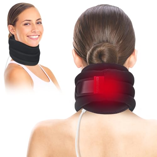 comfheat - Comfheat Heated Neck Brace, Soft Foam Cervical Collar With Heating Pad, Adjustable Heating Wrap for Neck Pain Relief Relax (Non-rechargeable)