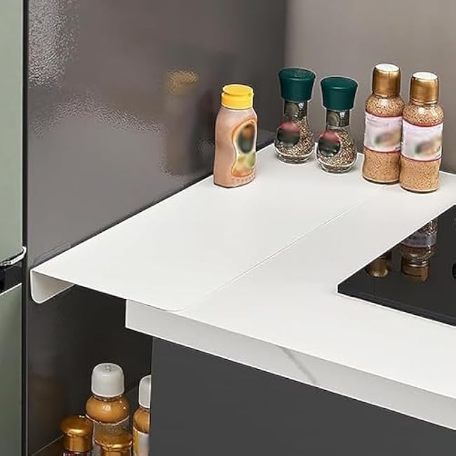 Metal Kitchen Refrigerator Gap Partition Countertop Gap Extension Plate, Refrigerator Side Partition, Gap Cover Between Countertop And Wall, No Drilling Required(Black,60x10cm/24x4in)