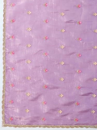 Image of AKHILAM Women's Organza Embroidered Sequins Work Saree With Unstitched Blouse Piece (RANI2501 RN Parent)