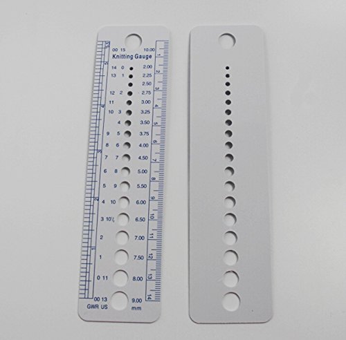 CHENGYIDA Lot de 5 calibres pour aiguilles à tricoter et crochet avec règle de jauge de point Cover