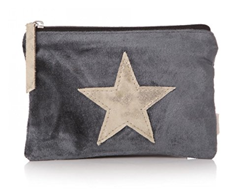 Ta Da Star Purse in Grey Velvet Gold Star by Shruti