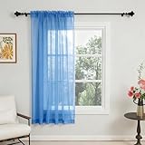 GFCC Cortinas Translucidas Salon 1 Piezas Visillos Azul Dormitorio para Ventanas Habitacion Comedor Cocina,Modernas Cortinas Transparente de Suave 150x160 cm