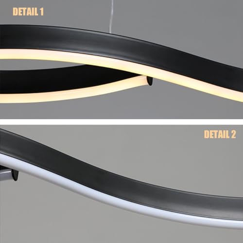 Lámpara colgante moderna LED de techo ondulada con mando para comedor 7