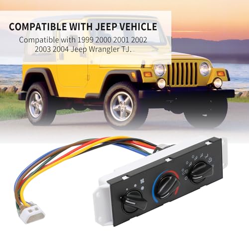 Aynaxcol HS-373 HVAC Climate Control Panel with Blower Motor Switch HVAC A/C Heater Control Panel Replacement for Jeep Wrangler TJ 1999-2004 Replace# 55037473AB, BL101
