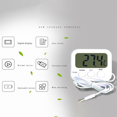 NiuLumea Thermomètre numérique à sonde pour mini capteur LCD avec câble de 1,5 m, de -40 à +70 pour la portée, résolution de 0,1, alimentation par pile AAA, blanc – vue 5