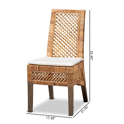 Baxton Studio Argos Dining Chairs, White/Natural Brown #TOP1