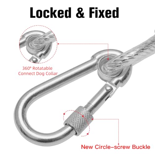 Image of Mihachi Chew Proof Dog Leash, 6FT Sturdy Reflective Cable Lead with Padded Handle & Rock Climbers Carabiner for Small Medium Large Dogs Outdoor Walking, Climbing, Training, Silver