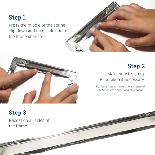 Image of 3 /8 inch Spring Clips with Round Corners - Picture Frame Parts - 50 Pcs Picture Hanging Hardware and Frame Clips