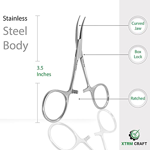 Xtrm Craft Mosquito Hemostat Locking Forceps 3.5 Inches, Curved Stainless Steel - Multipurpose Ideal Hemostats For Nurses, Fishing Forceps, Crafts And Hobby #TOP2