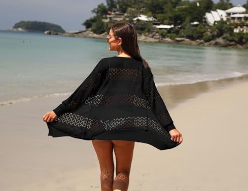 GRECERELLE Women's Lightweight Crochet Long Sleeve Loose Casual Open Front Cardigan Drape Sweaters Boho Summer Beach Coverups4