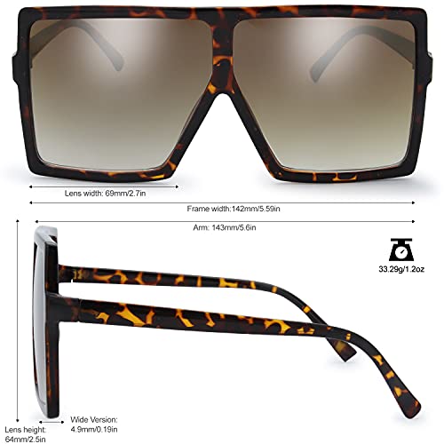 Image of The Fresh Large Oversized Fashion Square Flat Top Sunglasses - Exquisite Packaging