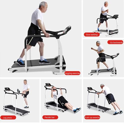 Image of Walking Treadmill with Long Handrail for Balance, Treadmills for Home Small, Powerful Walking Running Machine with Heart Rate Monitoring